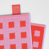 Lilac & Red Squares Tea Towel