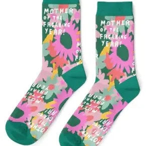 Mother of the Freakin Year Flower Mama Socks