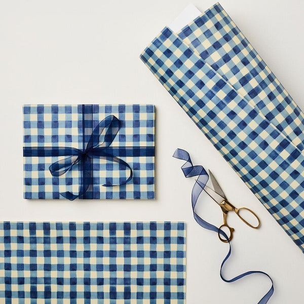 Blue Gingham Gift Wrap Sheet