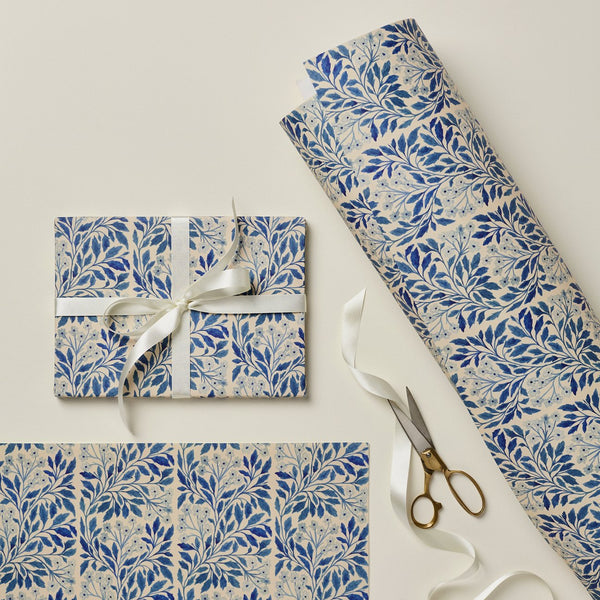 Blue Flora Gift Wrap Sheet