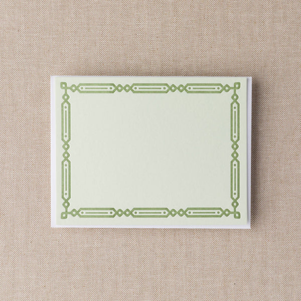Green Chain Border Flat Notecards