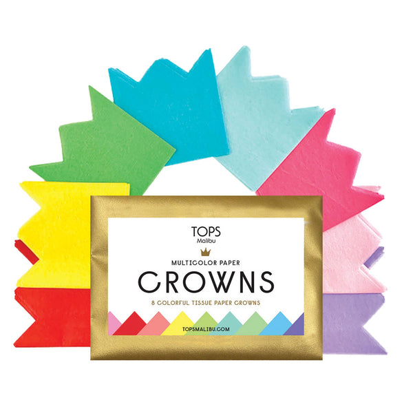 Multi-Color Tissue Paper Crowns - Set of 8