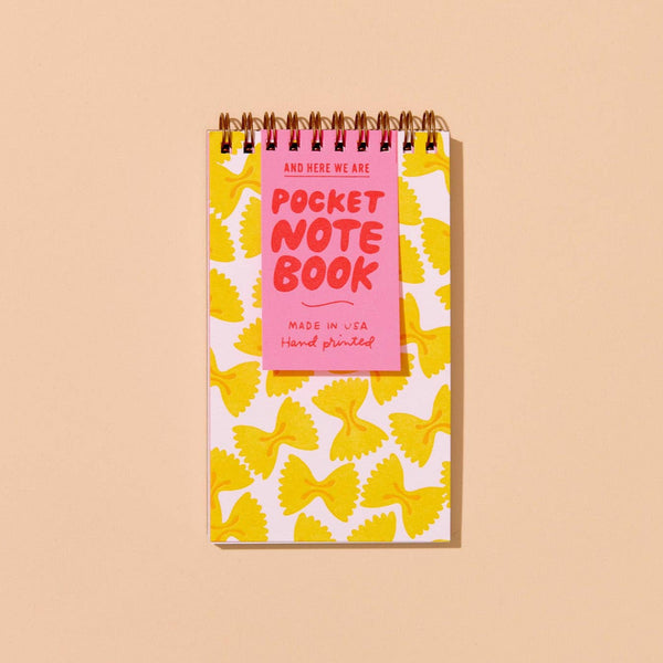 Farfalle Bowtie Pasta Letterpress Spiral Pocket Size Notebook