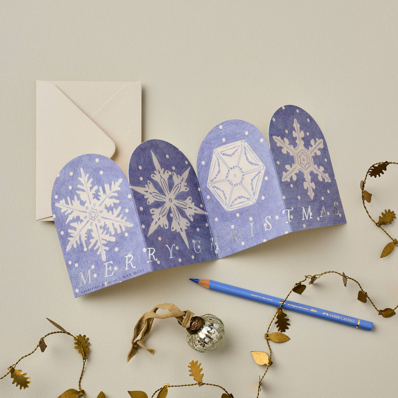 Snowflake Concertina Merry Christmas Mini Card