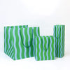 Green/Aqua Fussy Stripe Wine Bag