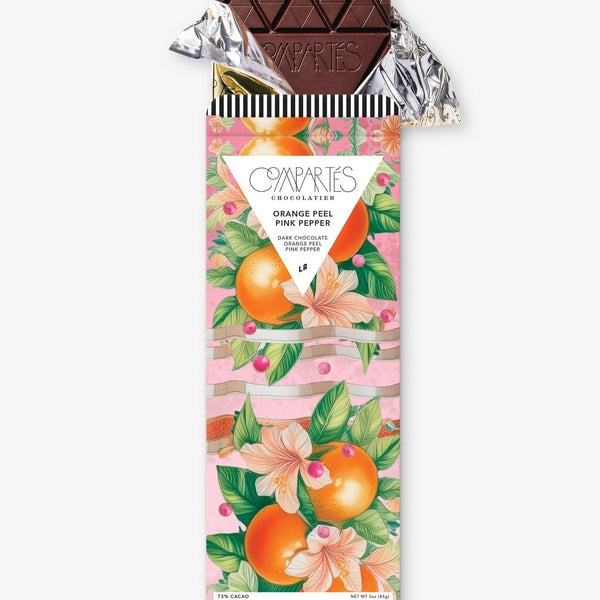 Orange Peel Pink Pepper Chocolate Bar