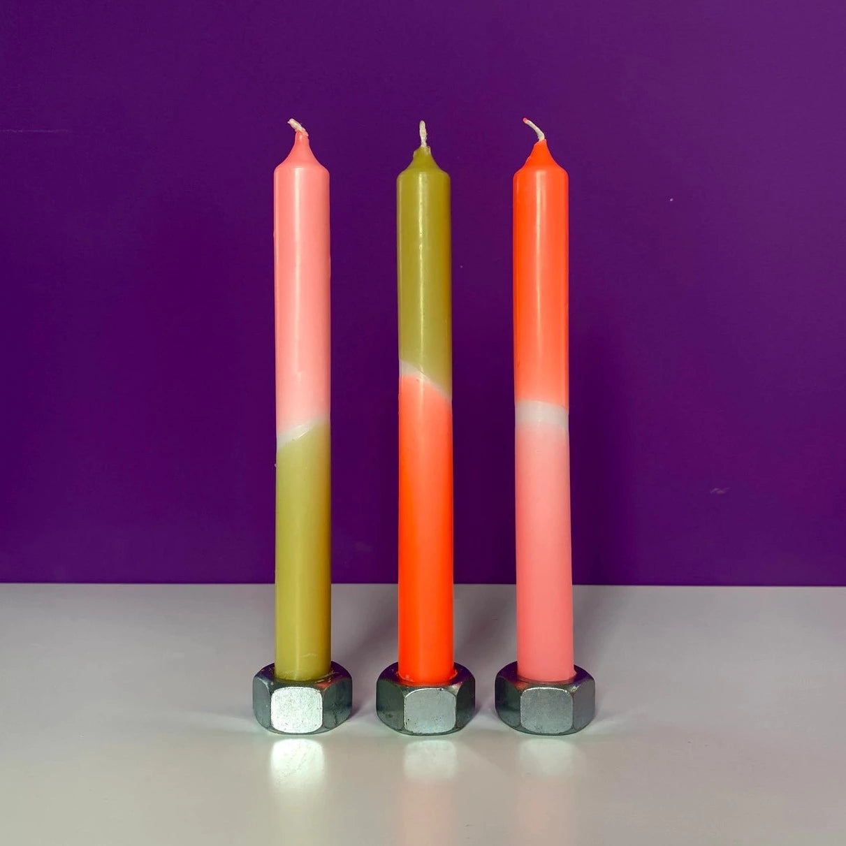Dip Dye Neon Taper Candles