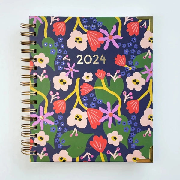 Indigo Floral 2024 Spiral Bound Planner