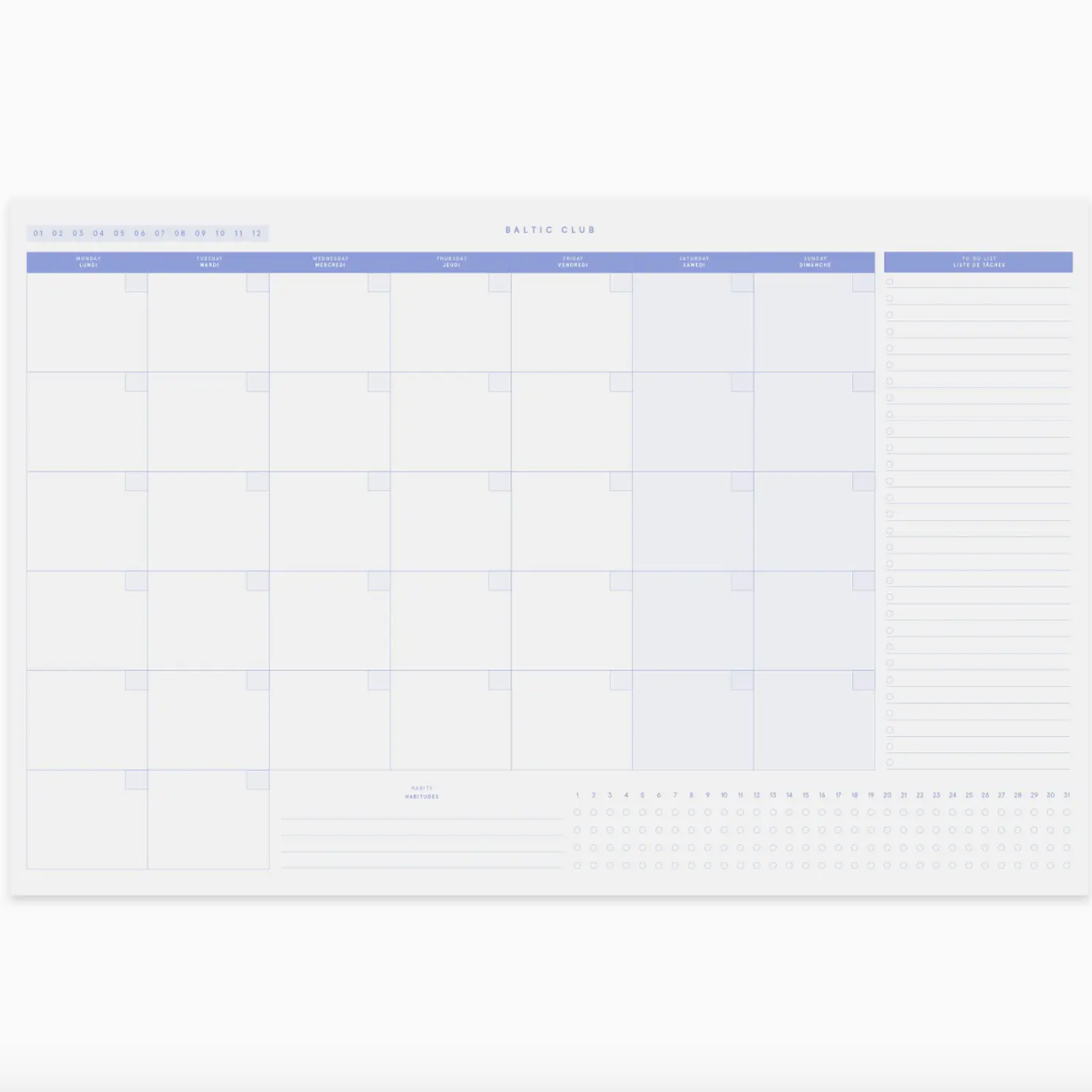 Periwinkle Monthly Planner