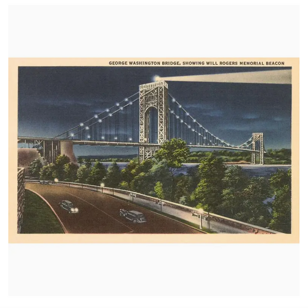 NY-1012 George Washington Bridge, Hudson River - Vintage Image, Postcard