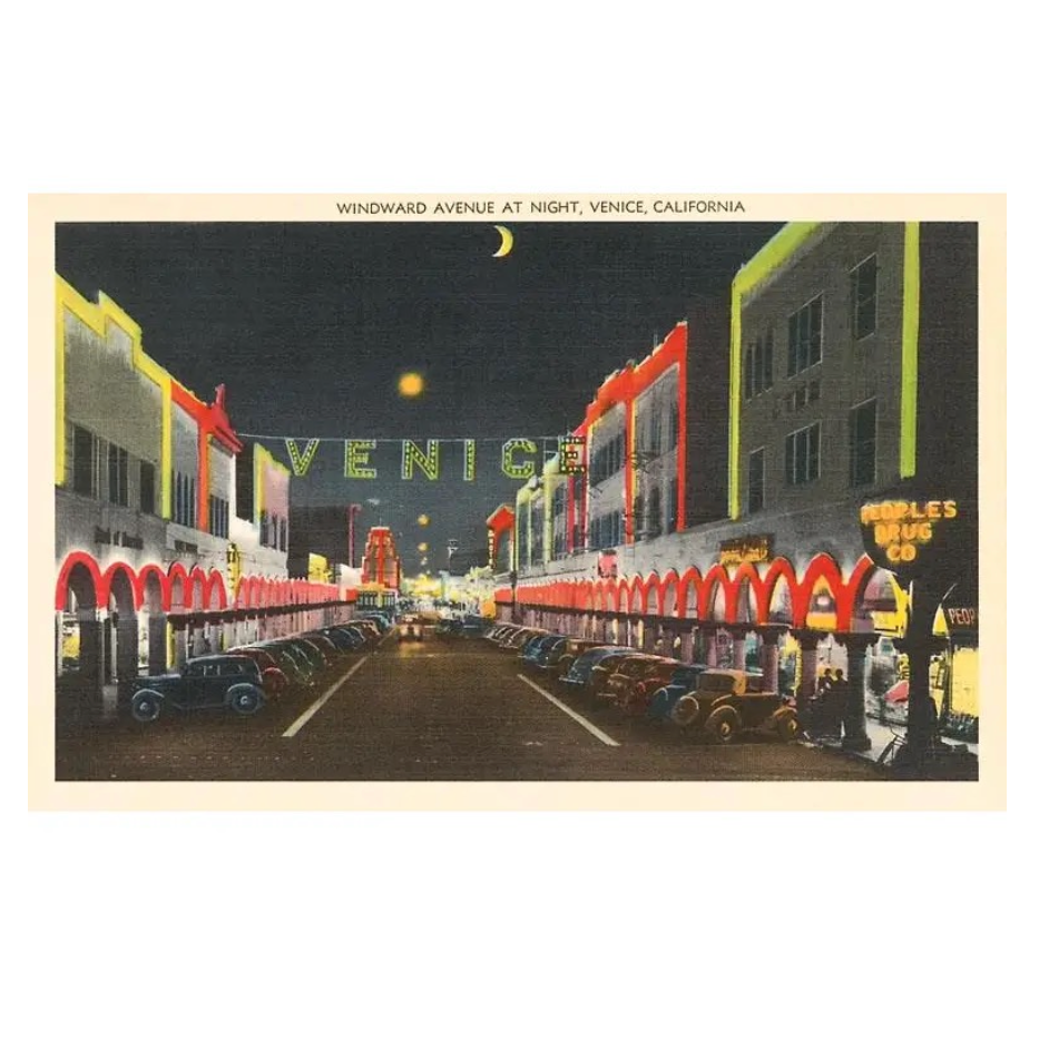 Postcard LA-482 Moon over Venice, California