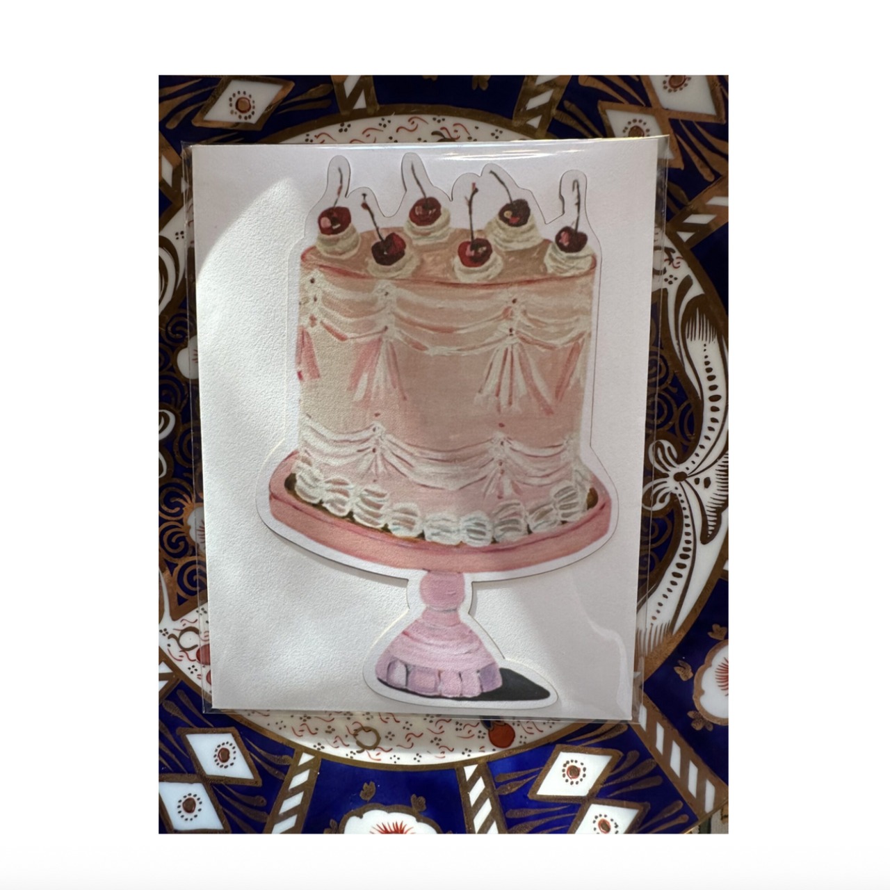 Pink Party Cake Die Cut Card