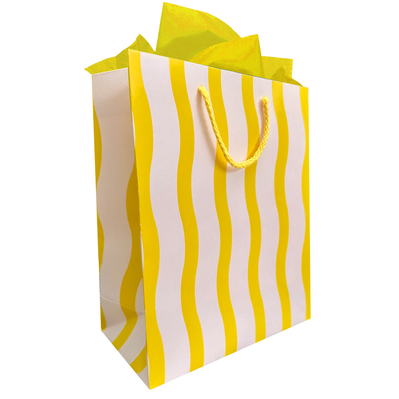 Yellow Fussy Stripe Gift Bag