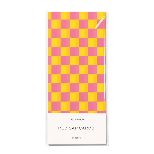 Pink and Yellow Checkers Tissue Paper