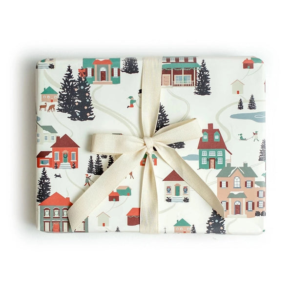 Folk Village Gift Wrap Sheet