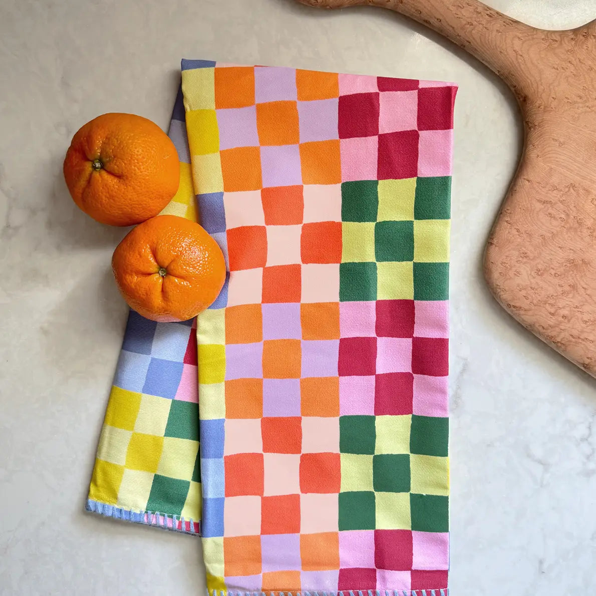 Rainbow Check Tea Towel