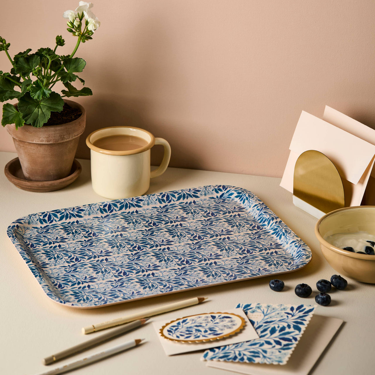 Blue Flora Medium Tray