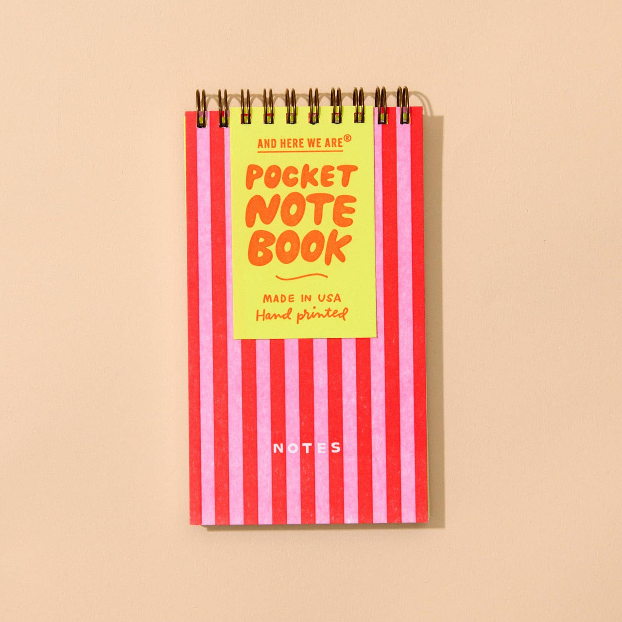 Red/Pink Stripe Letterpress Pocket Size Notebook