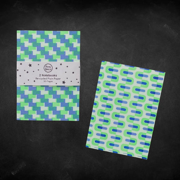 Set of 2 Riso Pocket Notebooks - Acid Green / Blue