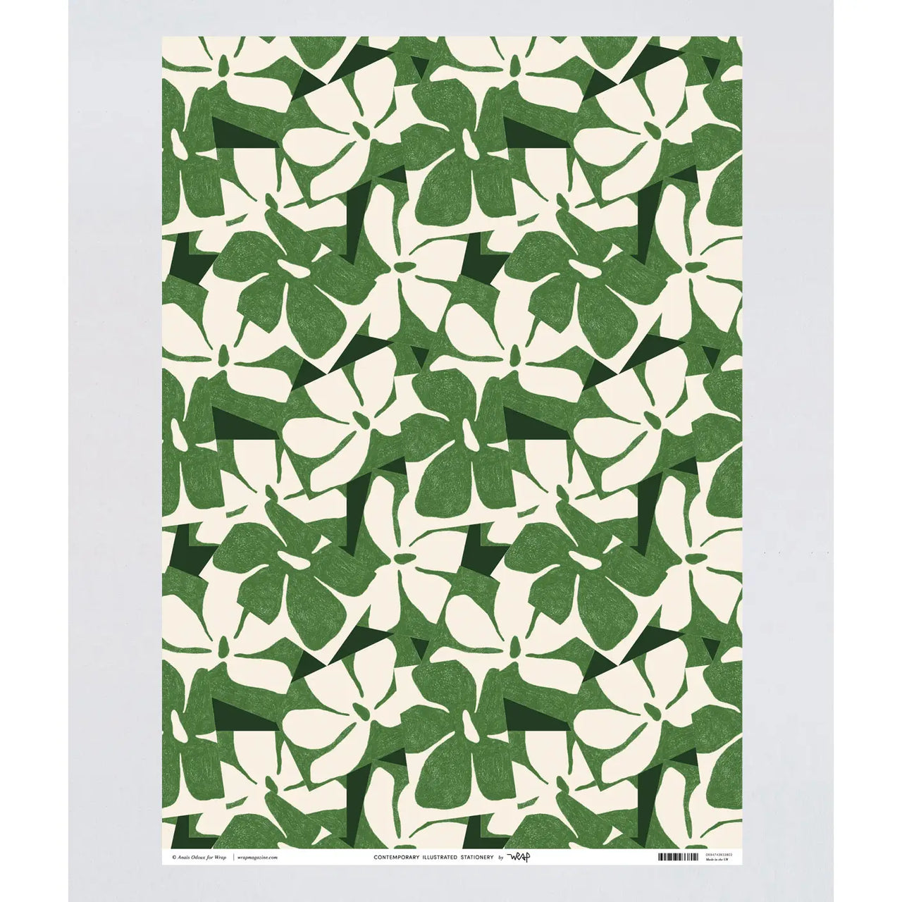 Floral Motif Green Gift Wrap