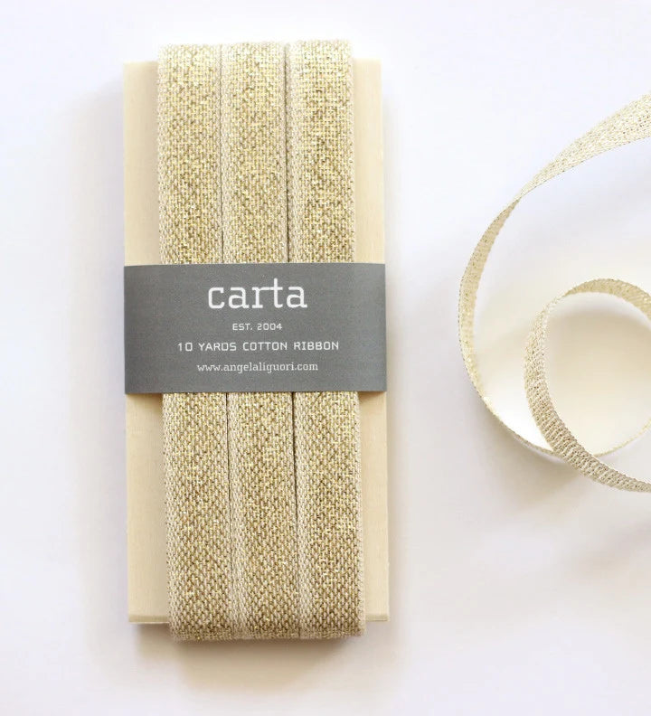 Metallic Loose Weave Ribbon | Wood Paddle 10 Yards