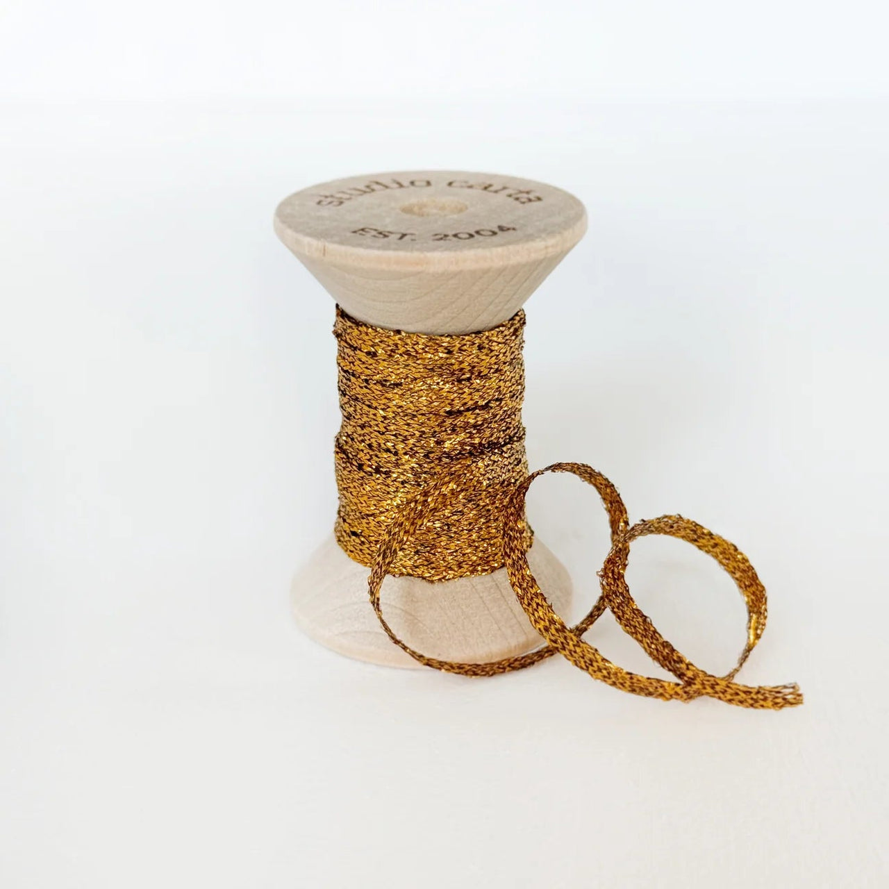Metallic Braided Ribbon Wood Spool