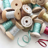 Metallic Braided Ribbon Wood Spool