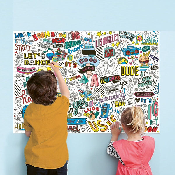 Street Art Coloring and Sticker Poster