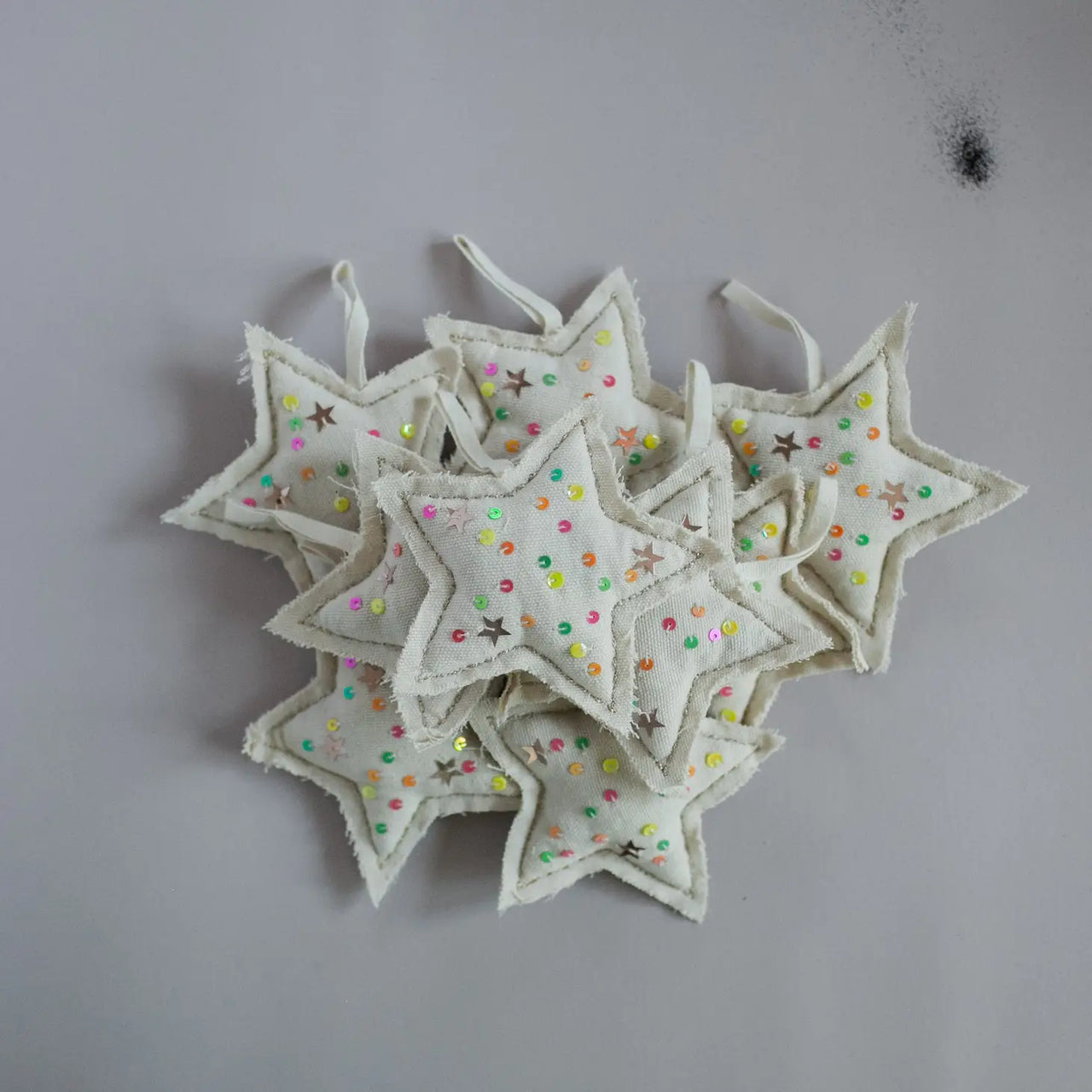 Neon Confetti Star, Cotton-filled Ornament