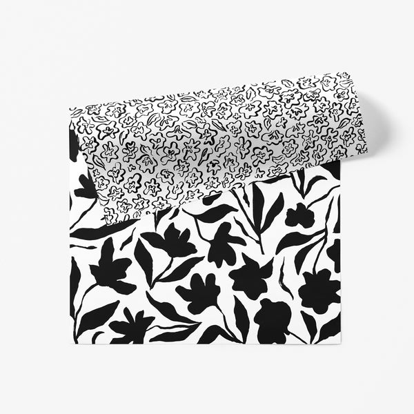 Fleur Gift Wrap - B&W Flat Sheets