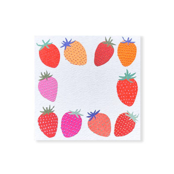 Neon Strawberries Small Square Notes - 48 Pack