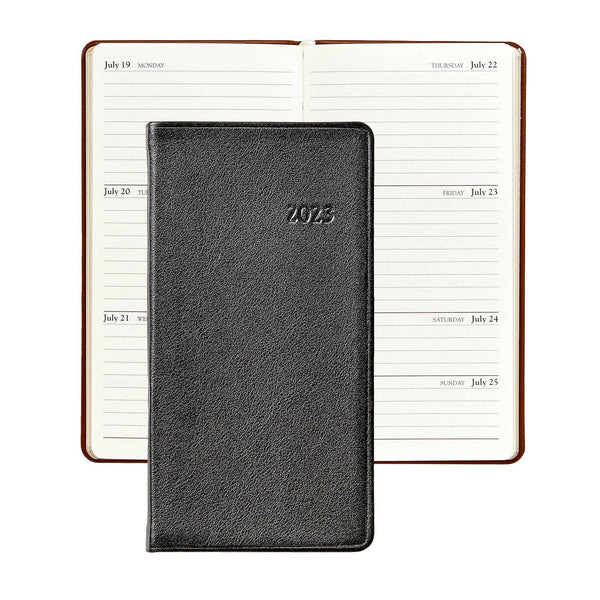 2023 6" Pocket Datebook - Black Traditional Leather