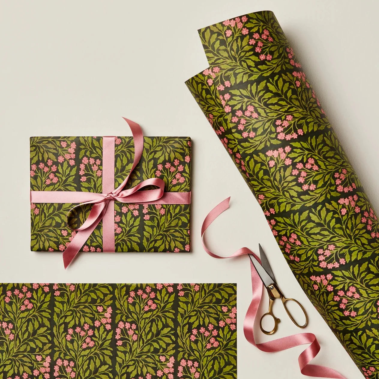 Green Flora Gift Wrap Sheet