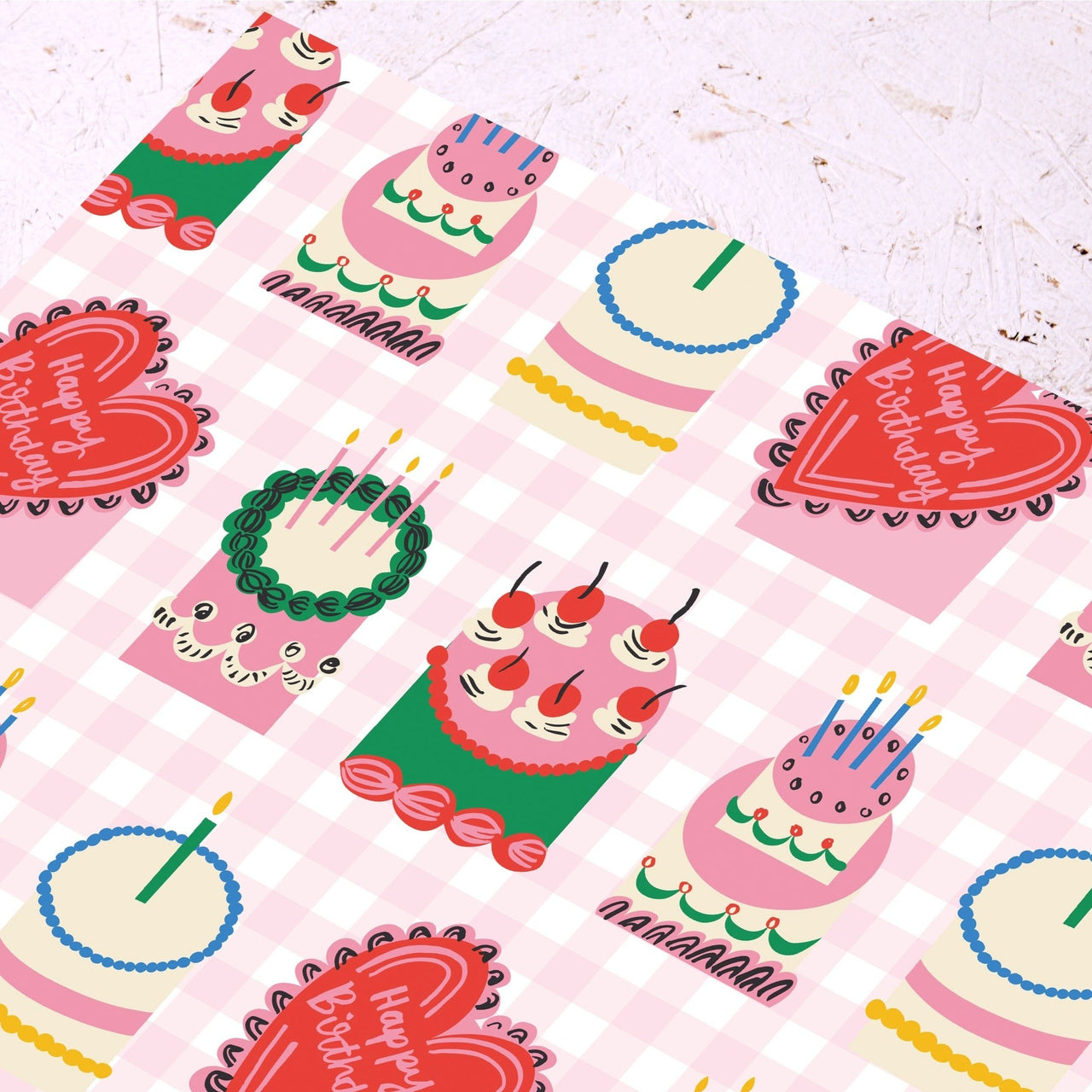 Gingham Birthday Wrapping Paper