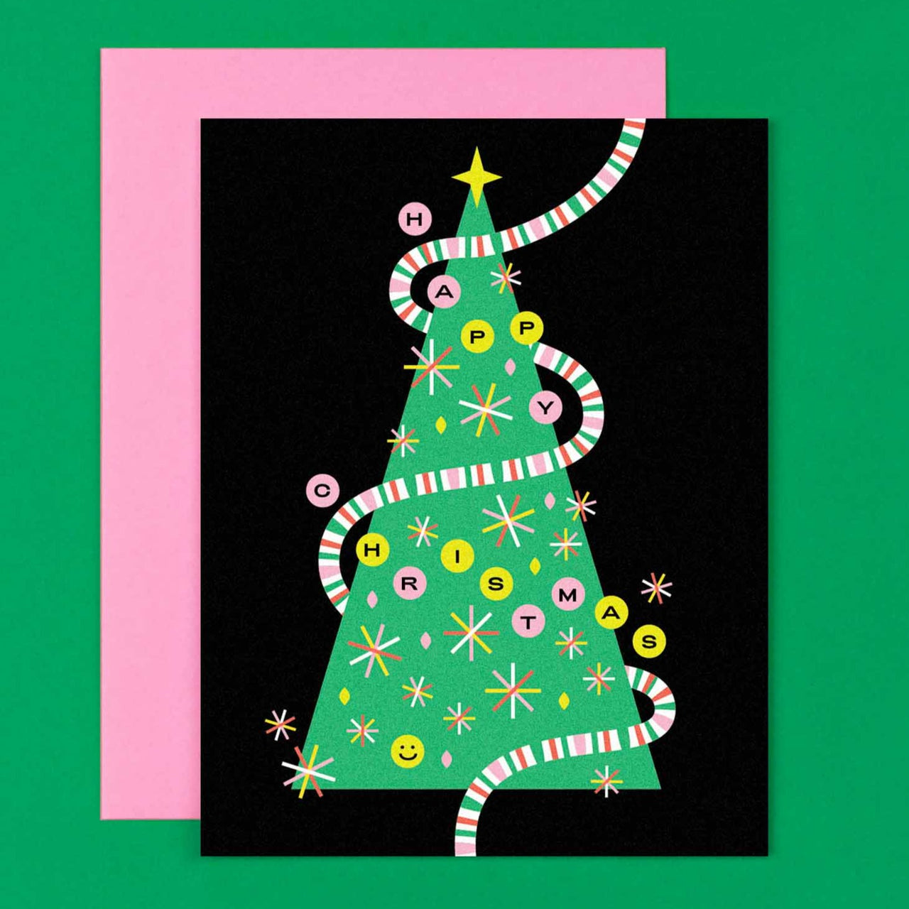 Happy Christmas Tree Greeting Card - Single Card