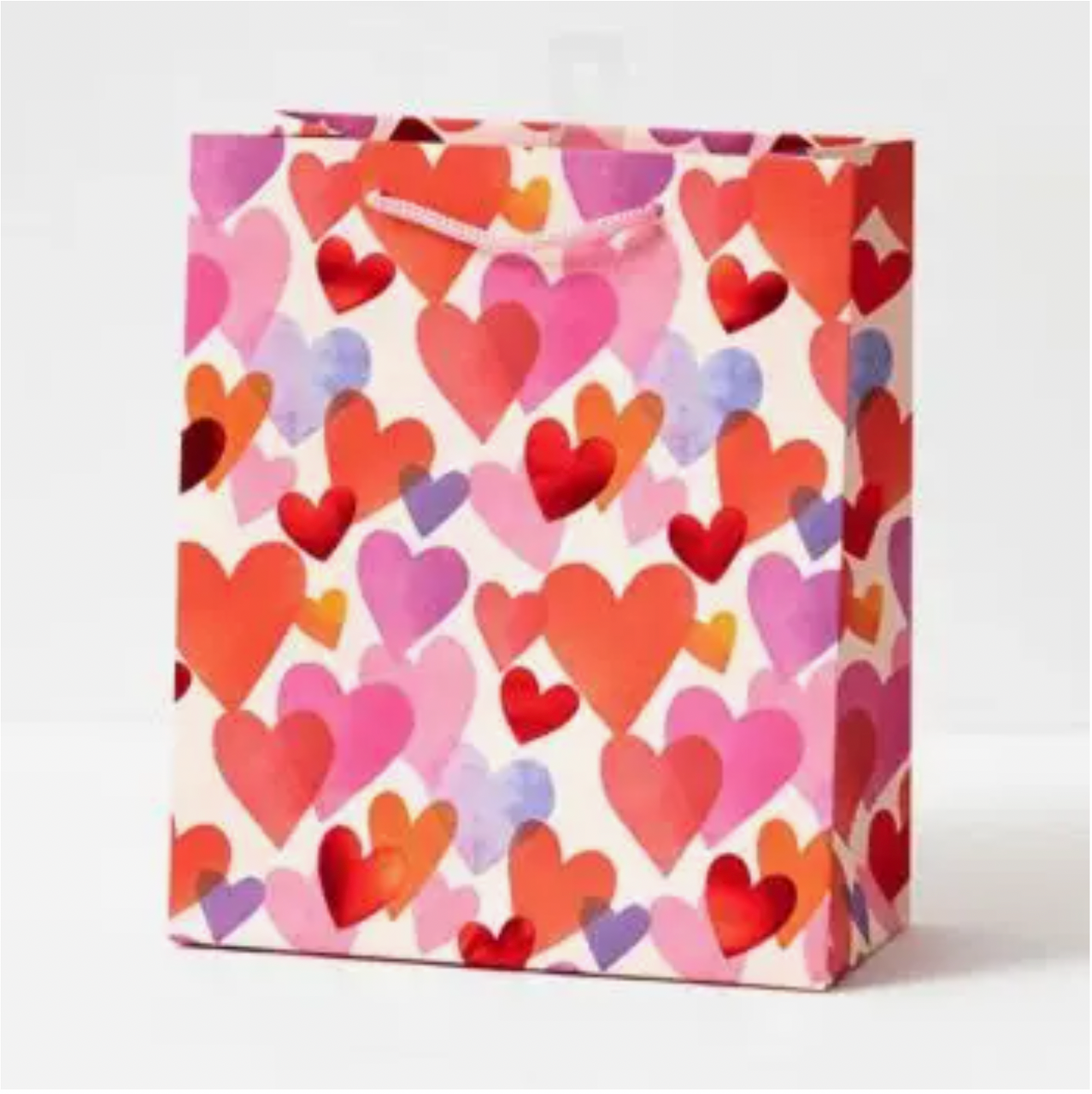 Watercolor Foil Hearts Gift Bag