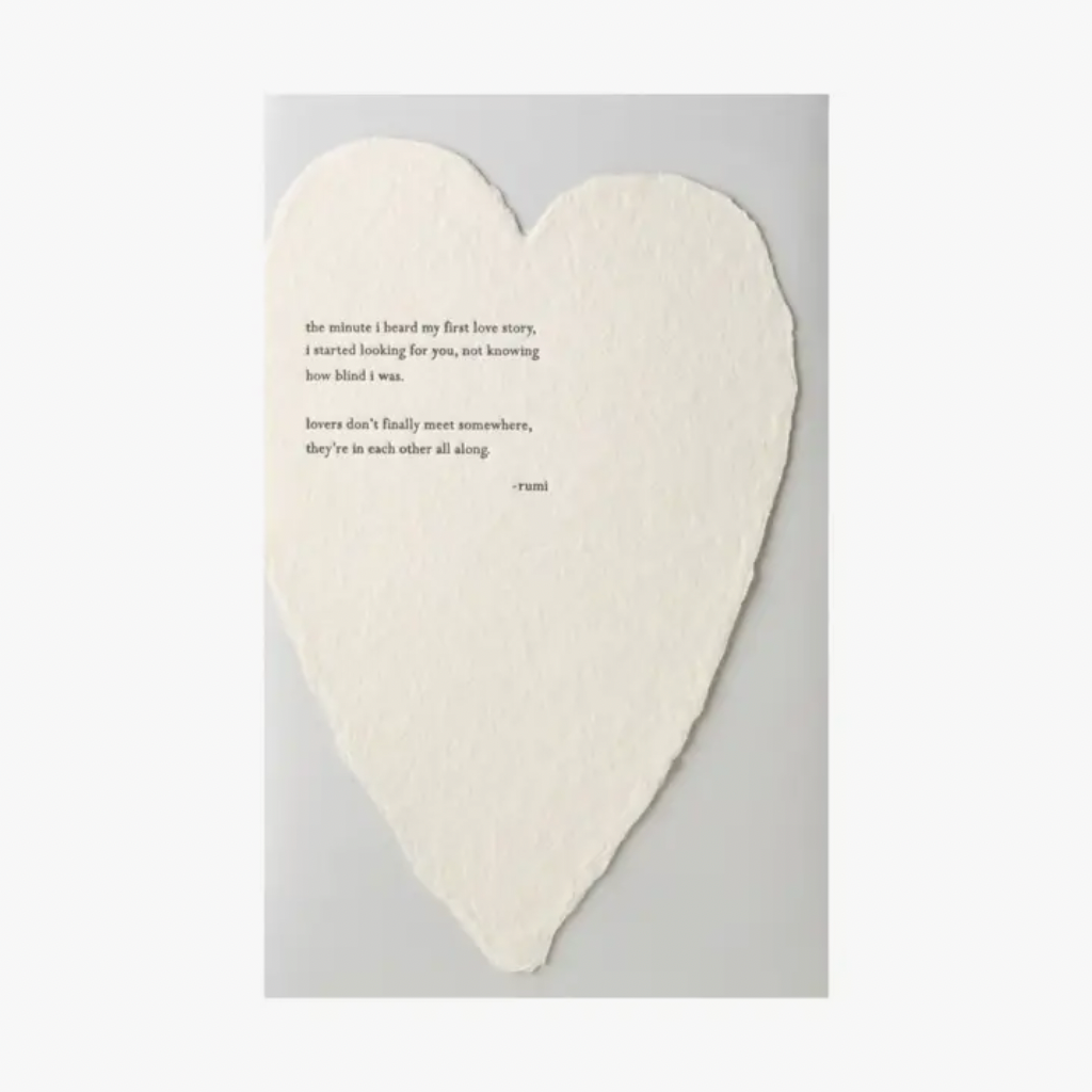 Rumi Quote Deckled Heart