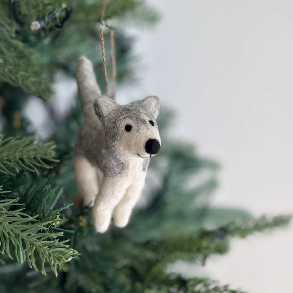 Gray Husky Felt Ornament