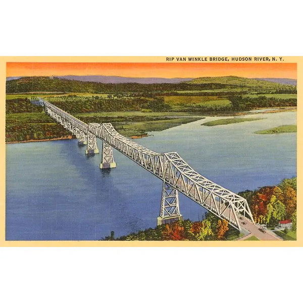 NS-416 Rip Van Winkle Bridge, Hudson River, New York - Vintage Image, Postcard