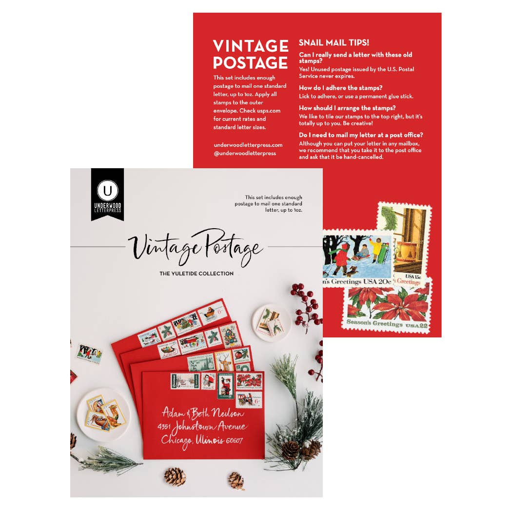 Yuletide Vintage Postage Stamps